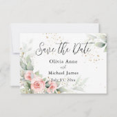 Save The Date Faire part de roses aquarelles rose tendre (Devant)