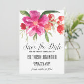 Save The Date Faire part de sauvegarde à l'aquarelle rose chaud  (Debout devant)