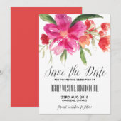 Save The Date Faire part de sauvegarde à l'aquarelle rose chaud  (Devant / Derrière)