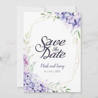 Save The Date Faire part d'hortensia à l'aquarelle Enregistrez l