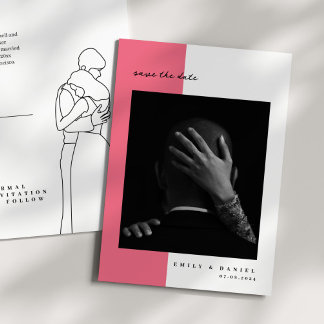 Save The Date Faire part élégant rose pour photo et date de mari