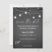 Save The Date Faire part gris Baby's Breath sur tableau noir (Devant)