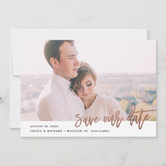 Save The Date Faire part moderne de calligraphie photo (Devant)