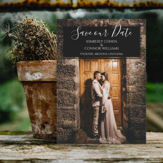 Save The Date Faire part moderne de photo de mariage | Noir
