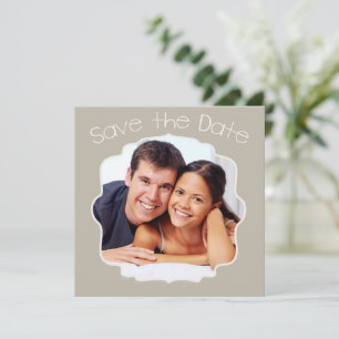 Save The Date Faire part moderne gris jaune bois flotté