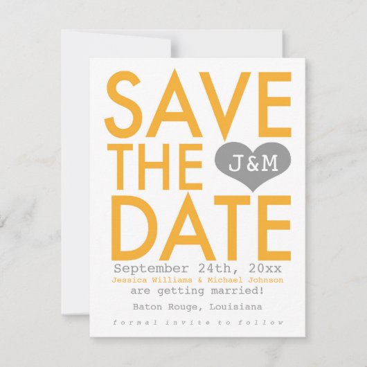 Save The Date Faire part moderne orange (Devant)