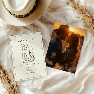 Save The Date Faire part Western Rustic Moderne avec photo 