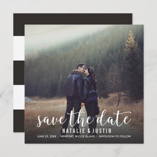 Save The Date Faire photo annonce de sauvegarde de date carrée (Devant / Derrière)