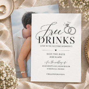 Save The Date Faire suivre de boissons gratuites Mariage élégant