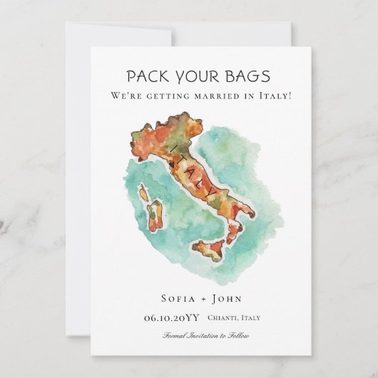 Save The Date Faire vos valises Italie Mariage de destination (Devant)