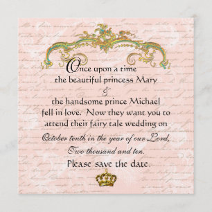 Save The Date Fairy Tale French Script Pink Enregistrer la date