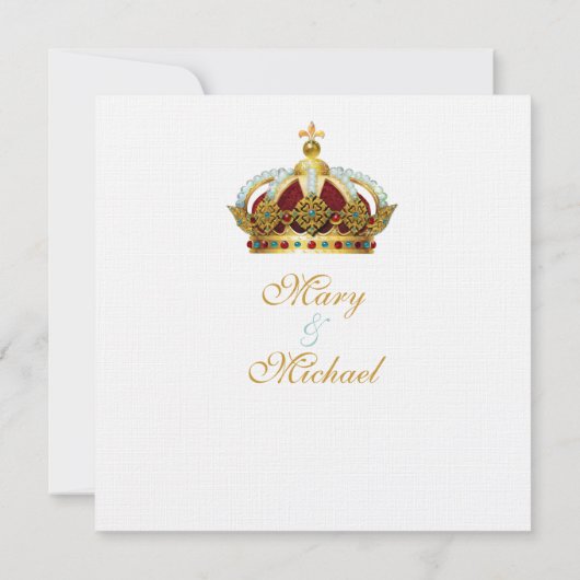 Save The Date Fairy Tale Gold Couronne royale Enregistrer la dat (Dos)