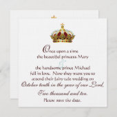 Save The Date Fairy Tale Gold Couronne royale Enregistrer la dat (Devant / Derrière)