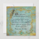 Save The Date Fairy Tale Gold Filigree Peacock & Crown (Devant)