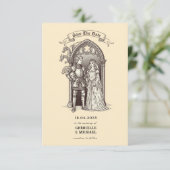 Save The Date Fairytale Couple Gothic Arch Medieval Wedding (Debout devant)
