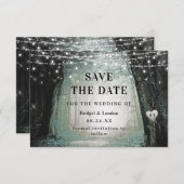 Save The Date Fairytale Enchanted Forest Green Enregistrer La Da (Devant / Derrière)