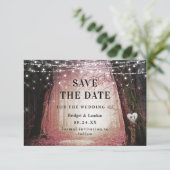 Save The Date Fairytale Enchanted Forest Pink Enregistrer La Dat (Debout devant)