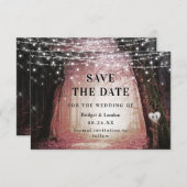 Save The Date Fairytale Enchanted Forest Pink Enregistrer La Dat (Devant / Derrière)