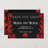 Save The Date Fairytale Red Roses Mariage (Devant / Derrière)
