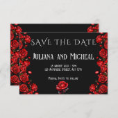 Save The Date Fairytale Red Roses Mariage (Devant / Derrière)
