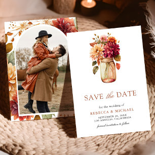 Save The Date Fall Dahlia Mason Jar Mariage photo