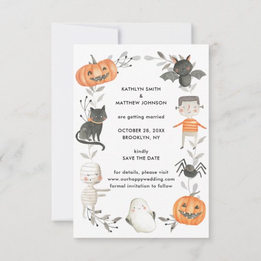 Save The Date Fall In Lony Funny Citrouille Mariage de automne d (Dos)