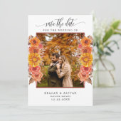 Save The Date Fall Terracotta Floral Photo Enregistrer La Date (Debout devant)