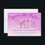 Save The Date Falling Pink Parties scintillant for 18th Birthday<br><div class="desc">Envoyez un élégant "Save the Date" à vos amis et votre famille pour votre 18e anniversaire avec cette parties scintillant rose moderne tombant sur le côté d'un arrière - plan dégradé rose.</div>