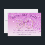 Save The Date Falling Pink Parties scintillant for 50th Birthday<br><div class="desc">Envoyez un élégant "Save the Date" à vos amis et votre famille pour votre 50e anniversaire avec cette parties scintillant rose moderne tombant sur le côté d'un arrière - plan dégradé rose.</div>
