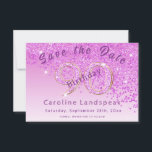 Save The Date Falling Pink Parties scintillant for 90th Birthday<br><div class="desc">Envoyez un élégant "Save the Date" à vos amis et votre famille pour votre 90e anniversaire avec cette parties scintillant rose moderne tombant sur le côté d'un arrière - plan dégradé rose.</div>