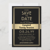 Save The Date Famille Réunion Moderne Elégant Black and Gold Par (Devant)