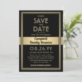 Save The Date Famille Réunion Moderne Elégant Black and Gold Par (Debout devant)