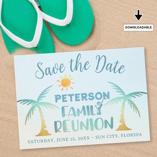 Save The Date Famille Réunion Plage Palm Tree Tropical