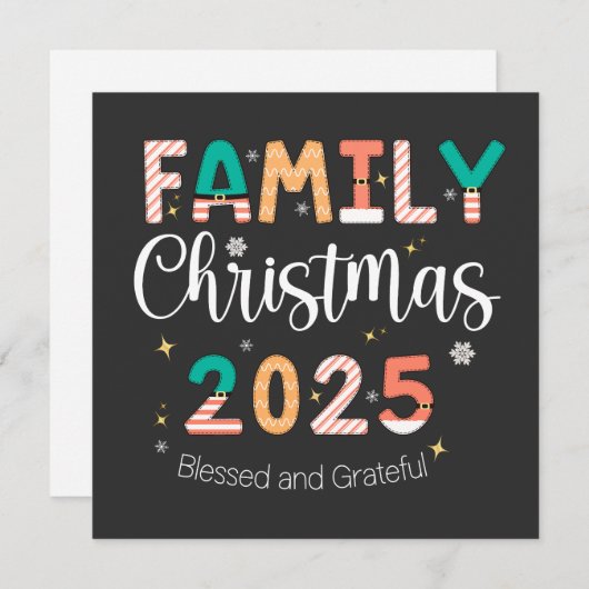 Save The Date Family Christmas 2025 Blessed and Grateful (Devant / Derrière)
