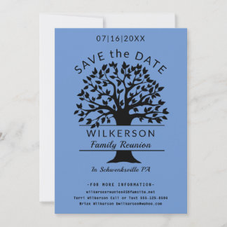 Save The Date Family Reunion Tree French Blue Enregistrer La Car