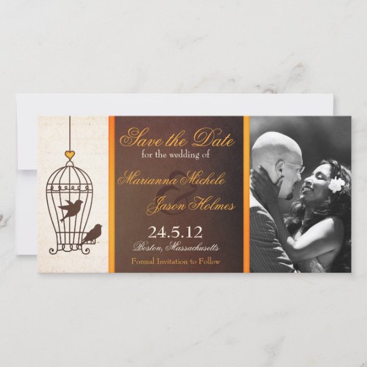 Save The Date Fanciful Birdcage Autumn Orange Enregistrer la dat (Devant)