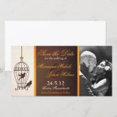 Save The Date Fanciful Birdcage Autumn Orange Enregistrer la dat (Devant / Derrière)
