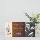 Save The Date Fanciful Birdcage Autumn Orange Enregistrer la dat (Debout devant)