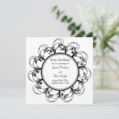 Save The Date Fancy Floral Enregistrer la date (noir/blanc) (Debout devant)