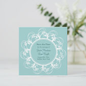 Save The Date Fancy Floral Enregistrer la date (turquoise) (Debout devant)