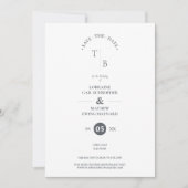 Save The Date Fancy Simple Chic Initials Modern Photo Couple (Devant)