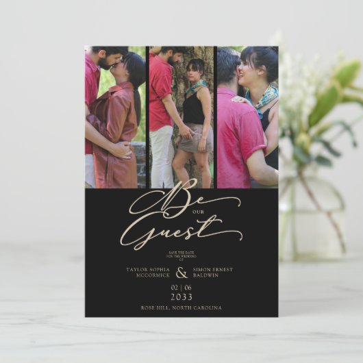 Save The Date Fancy tendance Moderne 4 Mariage Collage Photos (Debout devant)