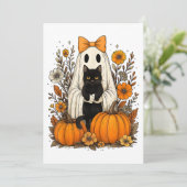 Save The Date Fantôme d'Halloween tenant un chat noir (Debout devant)