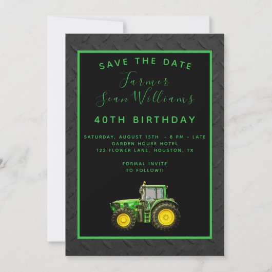 Save The Date Farmer's 40th Birthday Party (Devant)