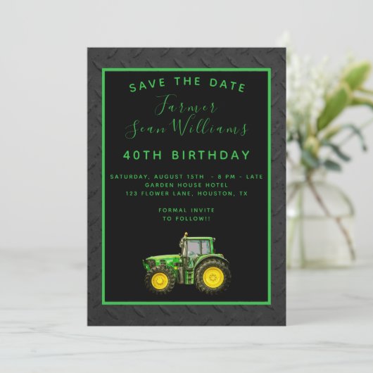 Save The Date Farmer's 40th Birthday Party (Debout devant)