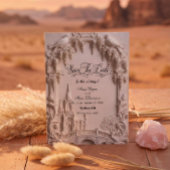 Save The Date Faux 3D Embossed Relief Cream Baroque Cathedral