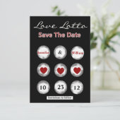 Save The Date Faux Annonce de Date de Mariage Love Lotto Save (Debout devant)