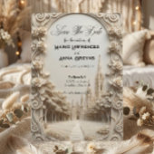 Save The Date Faux Bas-Relief Carved Floral Archway