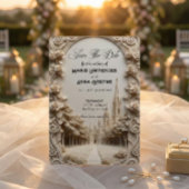 Save The Date Faux Bas-Relief Carved Floral Archway