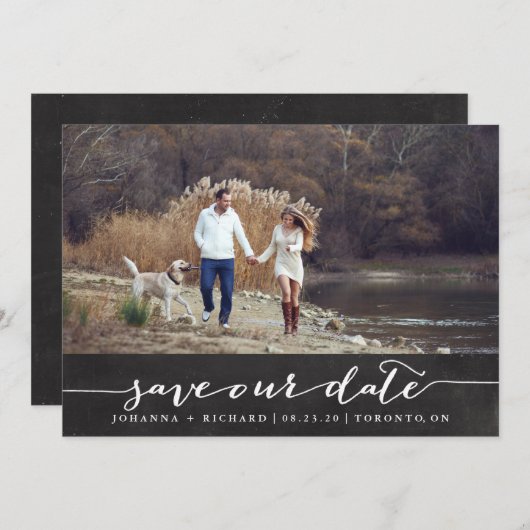 Save The Date Faux Chalkboard script manuscrit Enregistrer la da (Devant / Derrière)